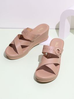 Inc.5 - Womens Beige Party Wear Solid Round Toe Wedges Heels