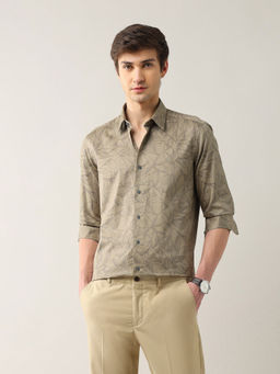 Arrow Newyork - Men Floral Printed Manhattan Slim Fit Satin Shirt