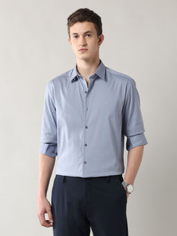 Arrow Newyork - Men Pinstriped Manhattan Slim Fit Jacquard Shirt