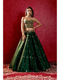 Rashika Sharma - Green Aarzu Lehenga with Blouse and Dupatta (Set of 3)