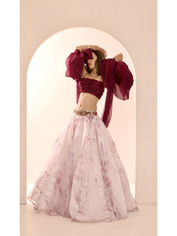 Rashika Sharma - Pink Ruby Lehenga with Bustier and Dupatta (Set of 3)