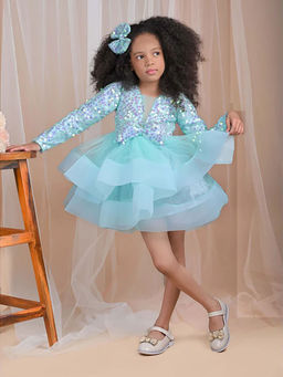 Foreverkidz - Minty Elegance Shimmer Dress