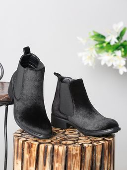 Bruno Manetti - Womens Black Slip On Both Side Elastic Pull On Ankle Length Comfort Boots