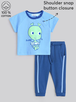 Hopscotch - Blue Cotton Alien T-shirt & Joggers