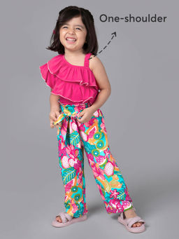 Hopscotch - Pink Pure Cotton Blouse & Pants