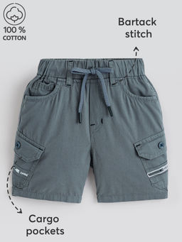 Hopscotch - Grey Pure Cotton Cargo Shorts