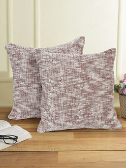 Eyda - Dust Pink Cotton Textured Cushion Cover Set of 2 (16x16 inch)