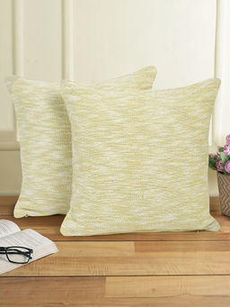 Eyda - Yellow Cotton Solid Cushion Cover Set of 2 (16x16 inch)
