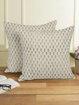 Eyda - Gray Cotton Hand Block Cushion Cover Set of 2 (20x20 inch)