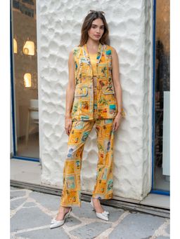All Eyes On You - Yellow Printed Sleeveless Co-Ord Set