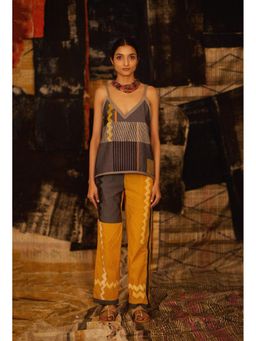 Banana Labs - Sequence Repeat Mustard Co-Ord Set with Denim Edges