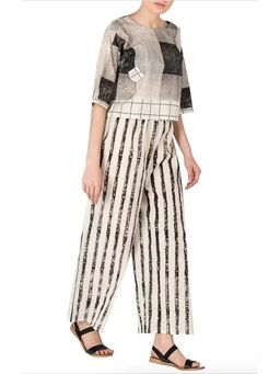 Banana Labs - White Stripes Comfortable Pure Cotton Palazzo