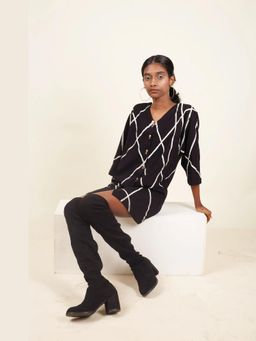 Banana Labs - Crossroads Black Knit Mini Strike Dress