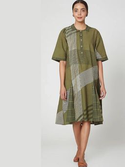 Banana Labs - Olive Green Hand Block Printed Dress