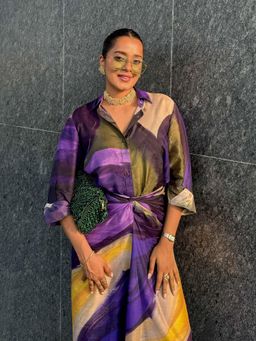 Poppi - Purple Wisteria Printed Shirt and Wrap Skirt Set