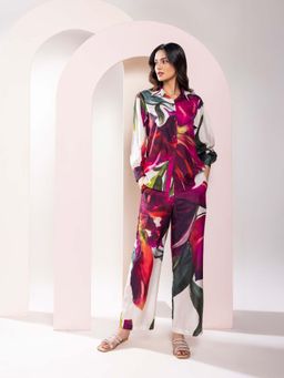 Poppi - Wine Whimsy Printed Shirt and Pant Set