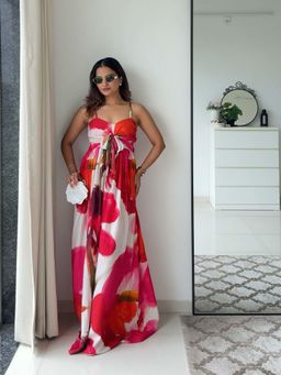Poppi - Red Zinnia Printed Maxi Dress