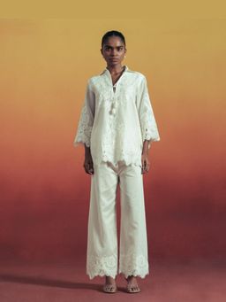 TRISARA - Ivory Lace Co-Ord Set with Pant