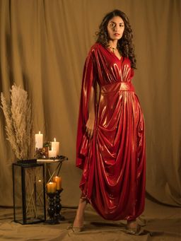 House of Fett - Le Bain Red Metallic Gown