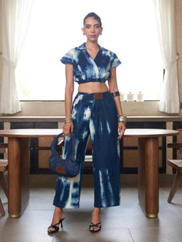 House of Fett - Indigo Tie Dye Denim Crop Shirt and Pant