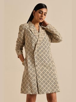 Okhai - Compassionate' Pure Cotton Hand Block Printed Blazer Dress