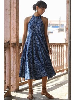 Okhai - Indigo Harvest' Pure Cotton Indigo Halter-Neck Dress