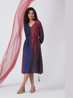 Okhai - Dusky Sky' Ombre V-Neck Modal Silk Dress