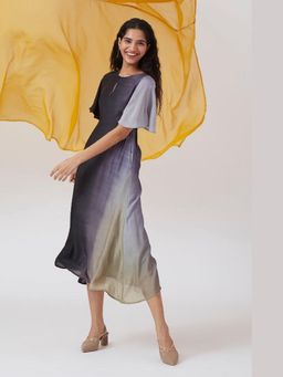 Okhai - Charcoal' Ombre Modal Silk Half Sleeves Dress