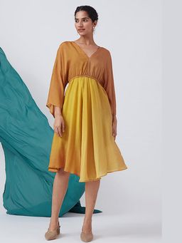 Okhai - Parisian Dream' Ombre V-Neck Silk Blend Dress