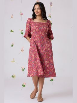 Okhai - Lilianne Hand-Embroidered Handblock Printed Pure Cotton Dress