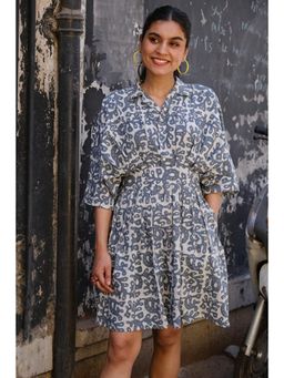 Okhai - Slate Hand Block Printed Cotton Dress