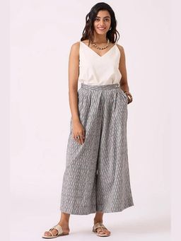 Okhai - Dusk Pure Cotton Ikat Grey Palazzo