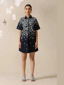 Okhai - Stone Walk' Pure Cotton Applique Work Shirt Dress