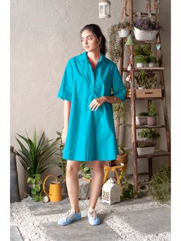 CANOOPI - Nitara Blue Pure Cotton A Line Mini Dress