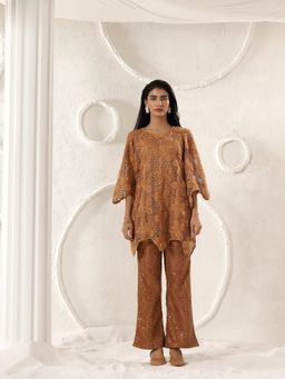Onto by Aanchal - Solene Brown Mesh Co-Ord Set