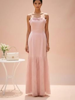 THETAA - Pink Aria Women Layered Satin And Crushed Organza Pink Dress