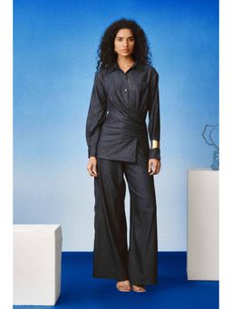 EchoStudio - Echo Draped Denim Top with Pant