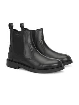 Delize - Men Black Chelsea Boots with Elastic Side Panel