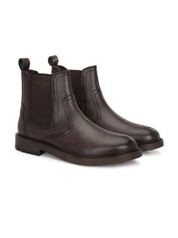 Delize - Men Brown Chelsea Boots with Elastic Side Panel