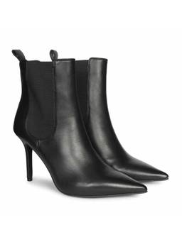Saint G - Women Black Metallic Leather Stiletto Chelsea Boots