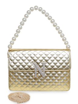 ESBEDA - Gold Personalized Alphabet N Turtle Quilted Handbag for Women