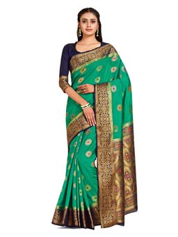 Mimosa - Green Dharmavaram Style Art Silk Saree With Unstitched Blouse