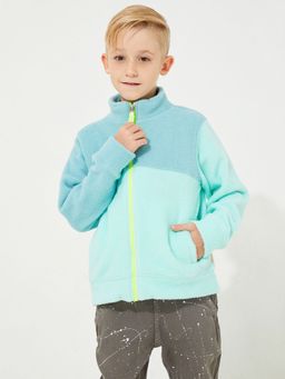 CHERRY CRUMBLE BY NITT HYMAN - Boys Bright & Dull Mint High Collar Close-In Sweatshirt