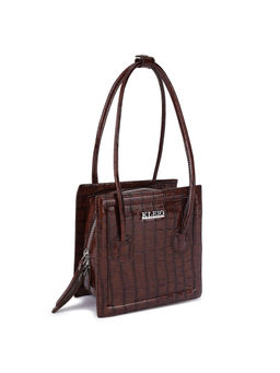 KLEIO - Women Vegan Brown Croco Textured Mini Handheld Handbag