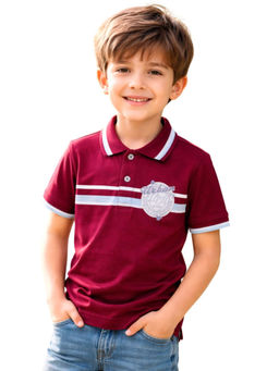 TotzTouch - Maroon Casual Half Sleeves Polo T-shirt