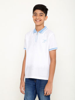 TotzTouch - White Casual Half Sleeves Polo T-shirt