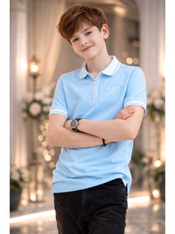 TotzTouch - Blue Casual Half Sleeves Polo T-shirt