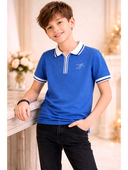 TotzTouch - Blue Casual Half Sleeves Polo T-shirt