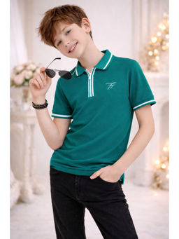 TotzTouch - Green Casual Half Sleeves Polo T-shirt
