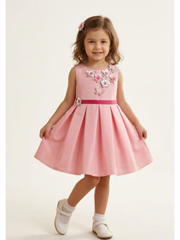 A Little Fable - Pink Polyester Round Neck Dress